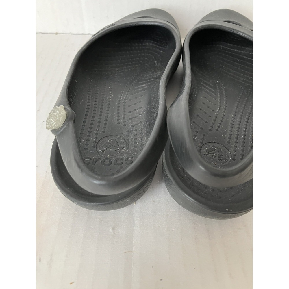 Crocs Shoes Flats Sz‎  7 Black Slip Back Comfort Casual Women - Picture 11 of 13